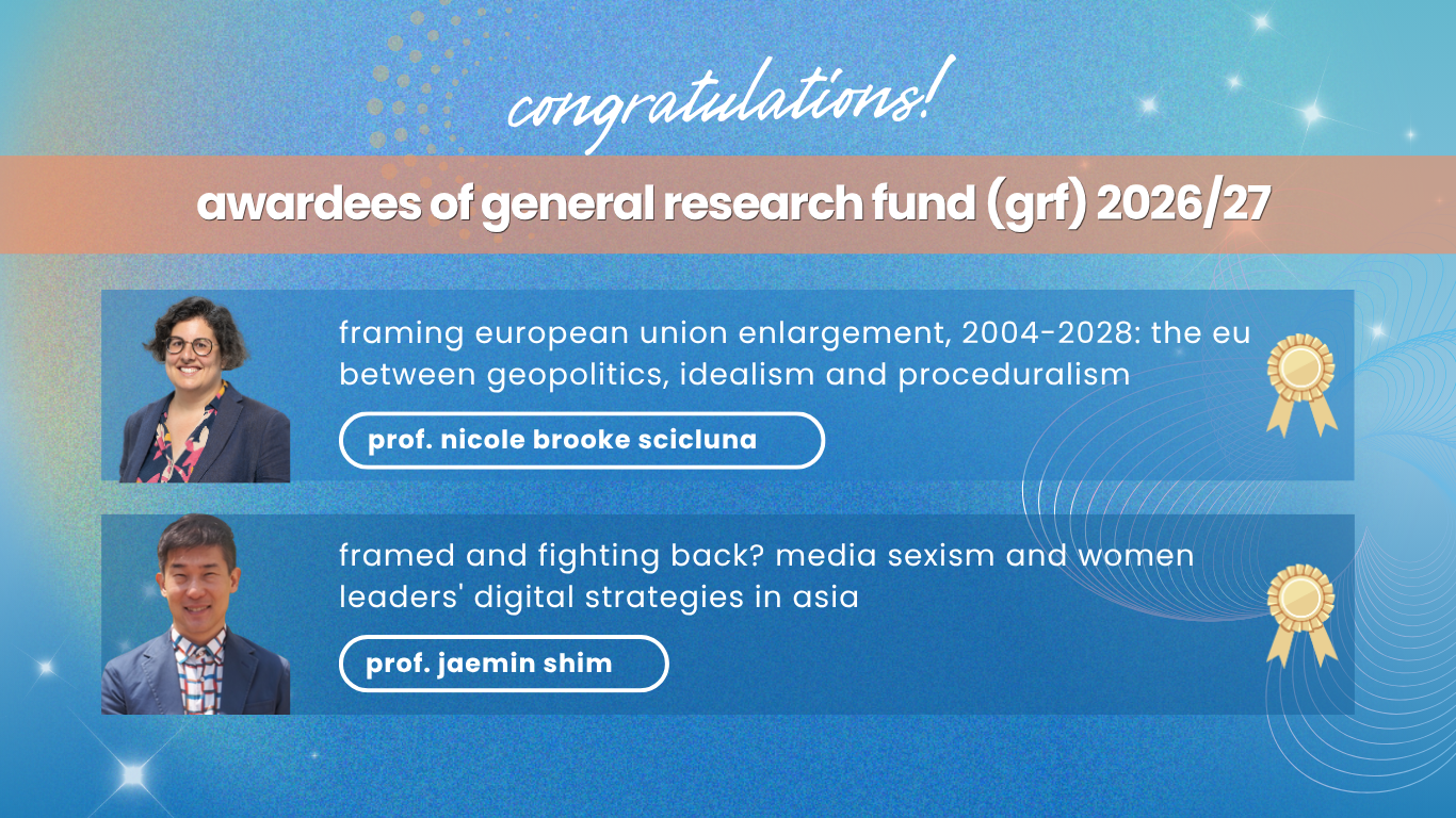 Prof. Nicole SCICLUNA & Prof. Jaemin SHIM received General Research Fund (GRF) 2026/27